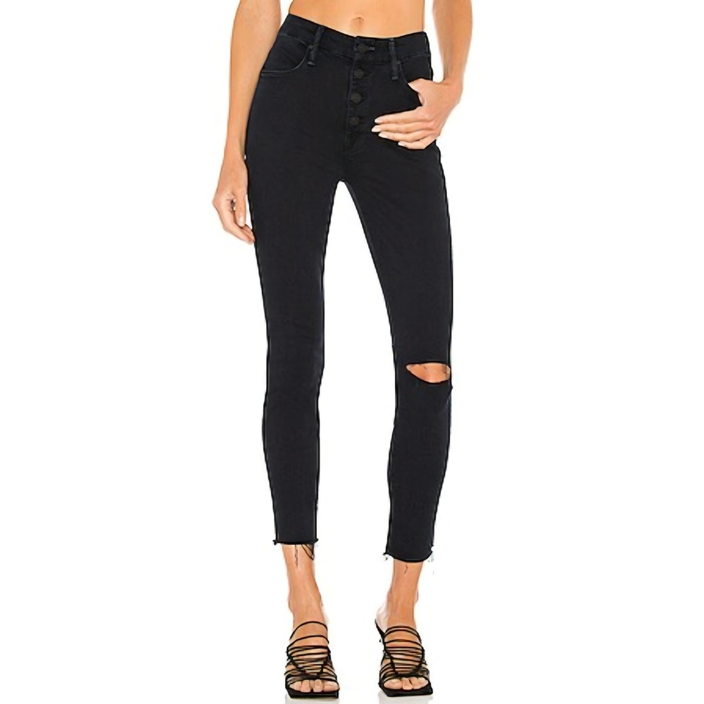 Mother Pixie Ankle Fray‎ Jeans Holding Hands Tightly Button Fly Indigo Wash 25